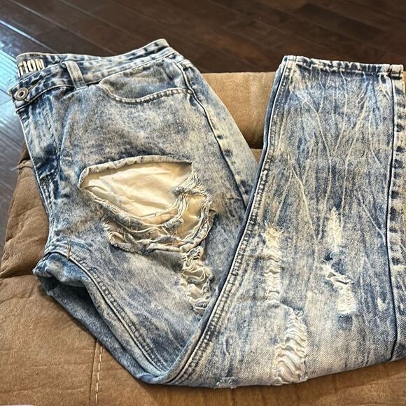 Trillnation Destroyed Mens Jeans 36x30” Acid Washed Ripped Jeans. - Picture 1 of 8